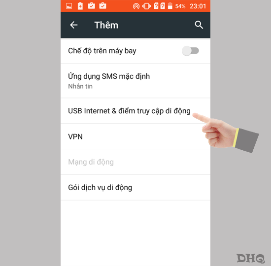 Chọn USB internet